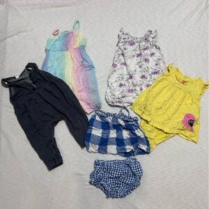 Baby Girl Clothes Lot 5 Outfits Dresses Rompers Burts Bees Tea‎ Collection